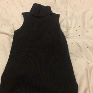 Charcoal sleeveless turtleneck sweater XS